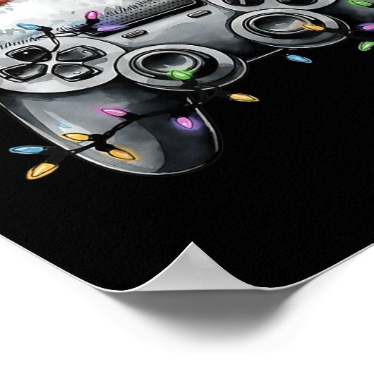 Kerst Video Gamer Controller Xmas Gaming Mannen B Poster (Hoek)