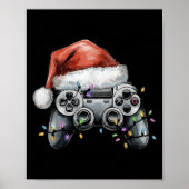 Kerst Video Gamer Controller Xmas Gaming Mannen B Poster (Voorkant)