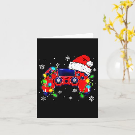 Kerst Videospel Controller Sinterklaas Hoed Gamer  Kaart (Gele Bloem)