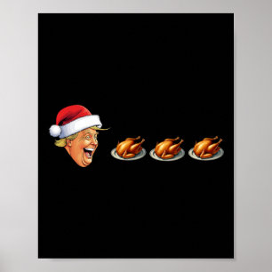 Kerst Videospel Trump Gezicht Eet Turkije Spel Poster