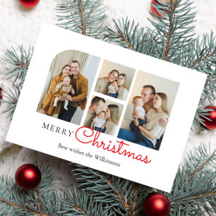 Kerst vier foto collage modern minimaal feestdagenkaart