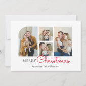 Kerst vier foto collage modern minimalistisch feestdagenkaart (Voorkant)