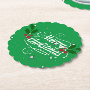 Kerst vieren, feestgroen kartonnen onderzetters