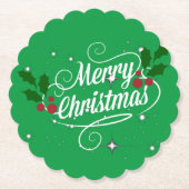 Kerst vieren, feestgroen kartonnen onderzetters (Voorkant)