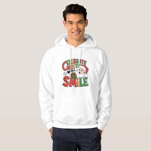 Kerst vieren met de glimlach van de Kerstman Hoodie (Voorkant volledig)