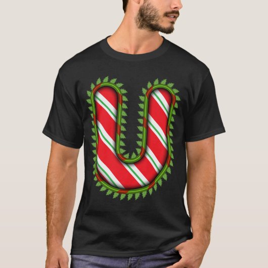 Kerst vieren met de letters van jouw naam t-shirt (Voorkant)
