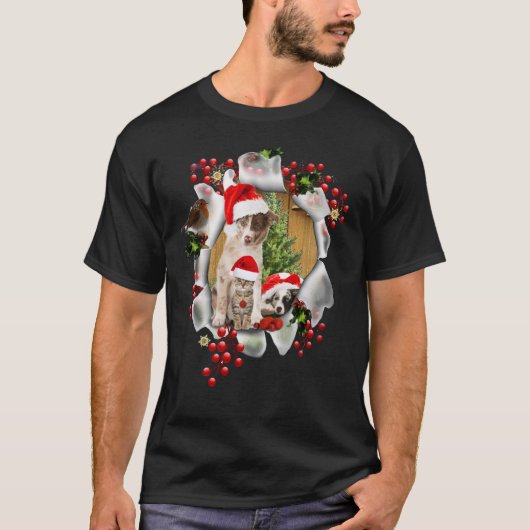 Kerst vieren met dierenliefhebbers t-shirt (Voorkant)