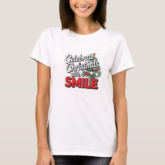 Kerst vieren met een glimlach t-shirt (Voorkant)