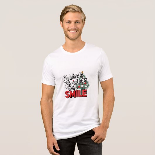 Kerst vieren met een glimlach Tri-Blend shirt (Voorkant volledig)