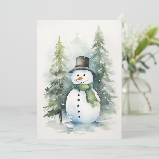 Kerst vieren met Snowman Feestdagenkaart (Staand voorkant)
