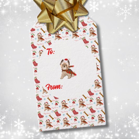 Kerst vieren met Yorkie Cadeaulabel