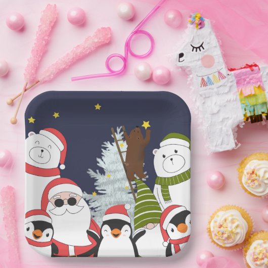 Kerst Vierkant Papier Bord (Feest)