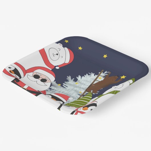 Kerst Vierkant Papier Bord (Gebogen)