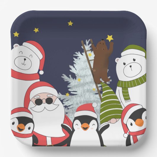 Kerst Vierkant Papier Bord (Voorkant)