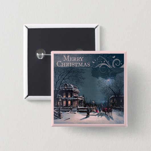 kerst vierkante button 5,1 cm (Voorkant /achterkant)