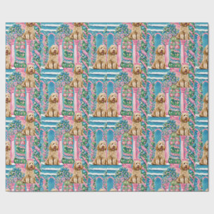 Kerst vignette Goldendoodle inpakpapier
