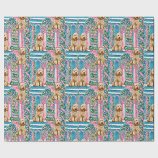 Kerst vignette Goldendoodle inpakpapier
