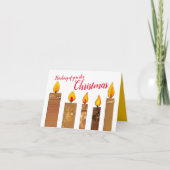 Kerst vijf brandende kaarsen papieren kunst vakant kaart (Voorkant)