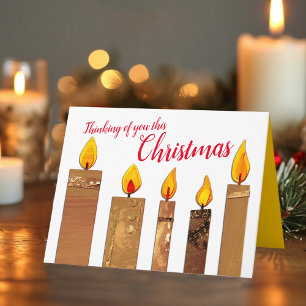 Kerst vijf brandende kaarsen papieren kunst vakant kaart