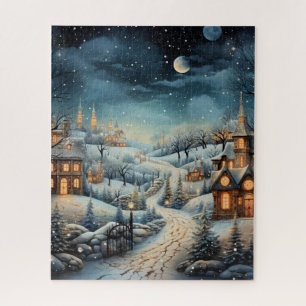 Kerst Village decoratieve Illustratie Legpuzzel