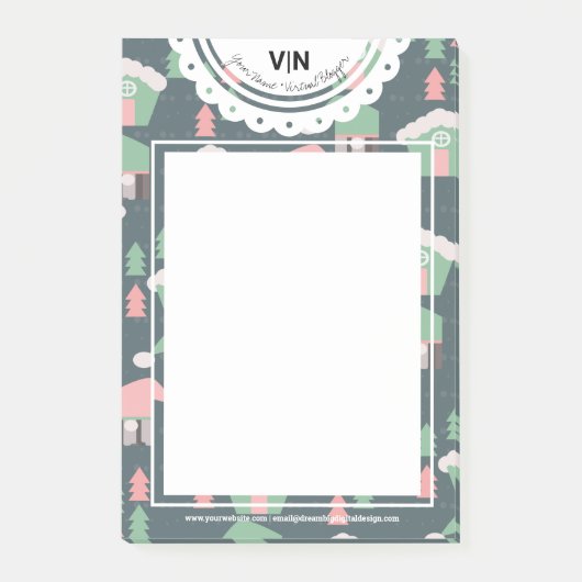 Kerst Village Gnome Kant Initiaal Zakelijk Post-it® Notes (Voorkant)