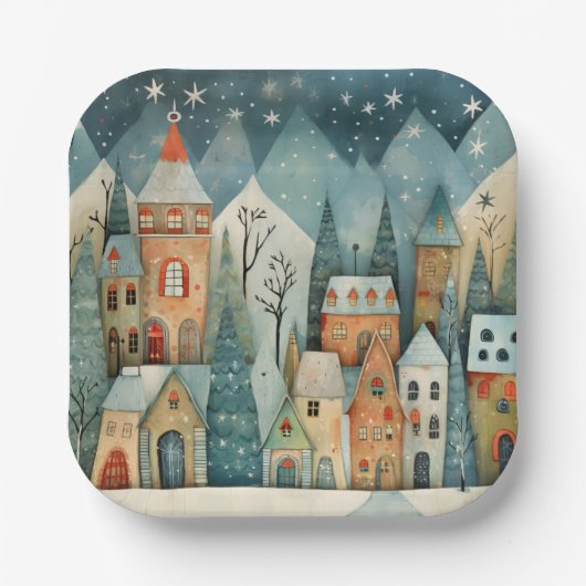 Kerst Village Papieren Bordje (Voorkant)
