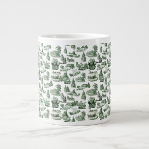 Kerst Village Thema Groen Toile Design Grote Koffiekop