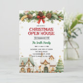 Kerst Village Vakantie Open Huis Uitnodiging (Staand voorkant)
