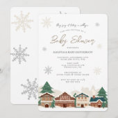 Kerst Village Winter Baby Shower Kaart (Voorkant / Achterkant)