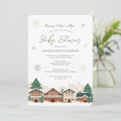 Kerst Village Winter Baby Shower Kaart (Staand voorkant)