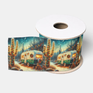 Kerst Vintage Camper Saguaro Cactus Grosgrain Lint