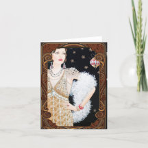 Kerst Vintage Jaren 20 Flapper Vakantiewenskaart 
