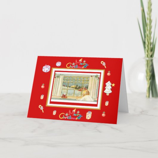 Kerst Vintage Kaart Prettig Kerstfeest (Voorkant)