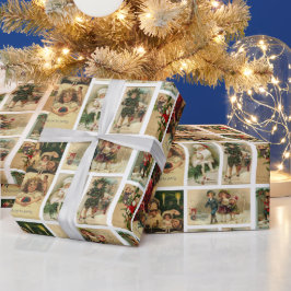 Kerst Vintage Kaarten Santa Claus Collage Cadeaupapier