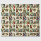 Kerst Vintage Kaarten Santa Claus Collage Cadeaupapier (Vlak)