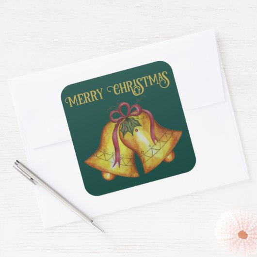 Kerst Vintage Kerstbellen Stickers (Envelop)