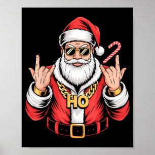 Kerst Vintage Kerstman Ho Ho Ketting Retro Kerst R Poster