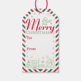 Kerst Vintage Luchtpost Glitter Cadeaulabel