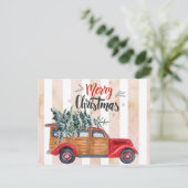 Kerst Vintage Paneelwagen Briefkaart (Staand voorkant)