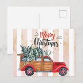 Kerst Vintage Paneelwagen Briefkaart (Voorkant / Achterkant)