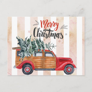 Kerst Vintage Paneelwagen Briefkaart