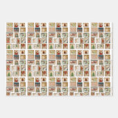 Kerst vintage postzegel collage Inpakpapier Vel (Voorkant 2)