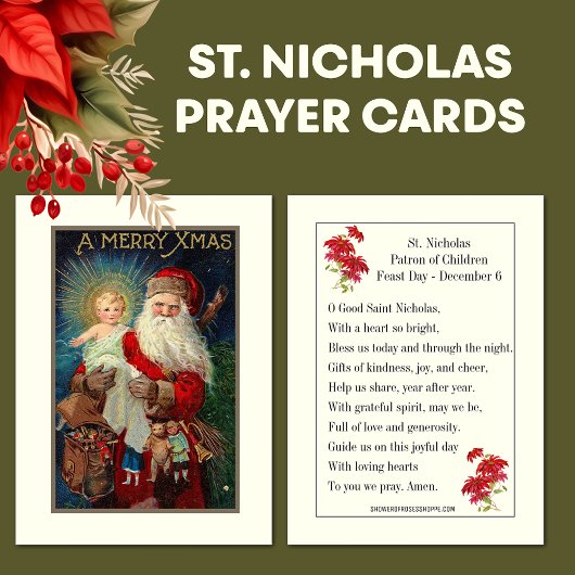 Kerst Vintage St. Nicholas Jesus Prayer Kaart Visitekaartje