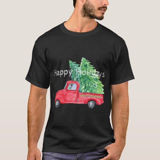 Kerst Vintage Truck T-Shirt (Voorkant)