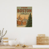Kerst Vintage Uit Boston Met Liefde Poster (Keuken)