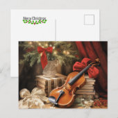 Kerst Violinmuziek Feestdagenkaart (Voorkant / Achterkant)