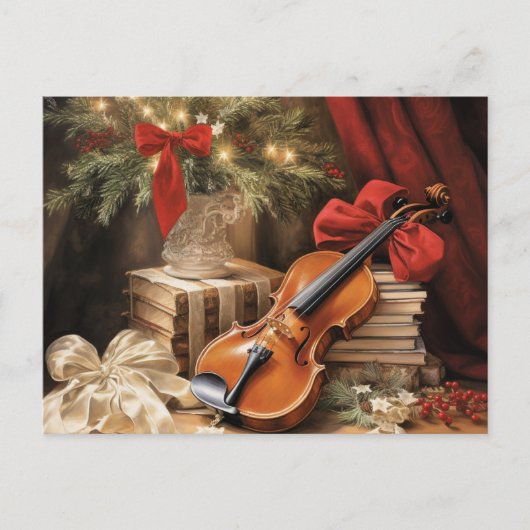 Kerst Violinmuziek Feestdagenkaart (Voorkant)