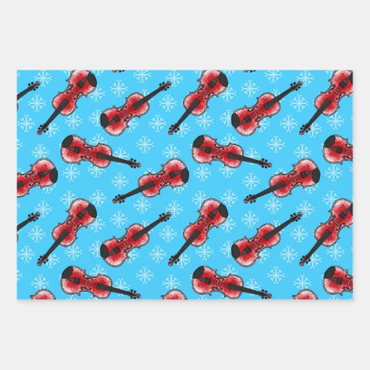 Kerst Viool Vioolmuzikant Patroon Inpakpapier Vel (Voorkant)