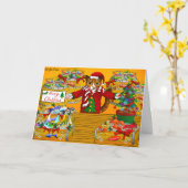 Kerst Vis Markt Kraam Kat Kaart (Gele Bloem)