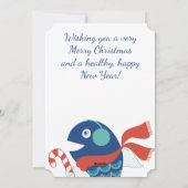 Kerst vis snoep rieten chef-kok catering restauran feestdagenkaart (Achterkant)